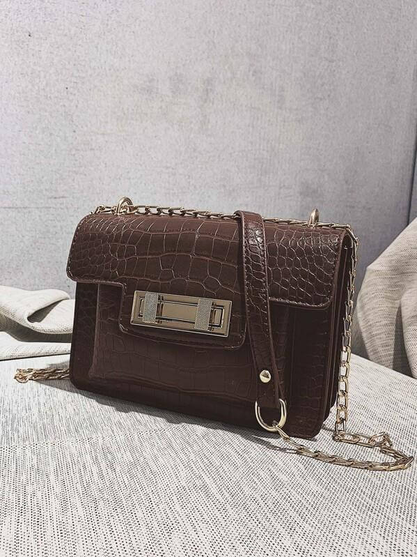 حقيبة كتف بسلسلة جلد تمساح شنط وحقائب شنط