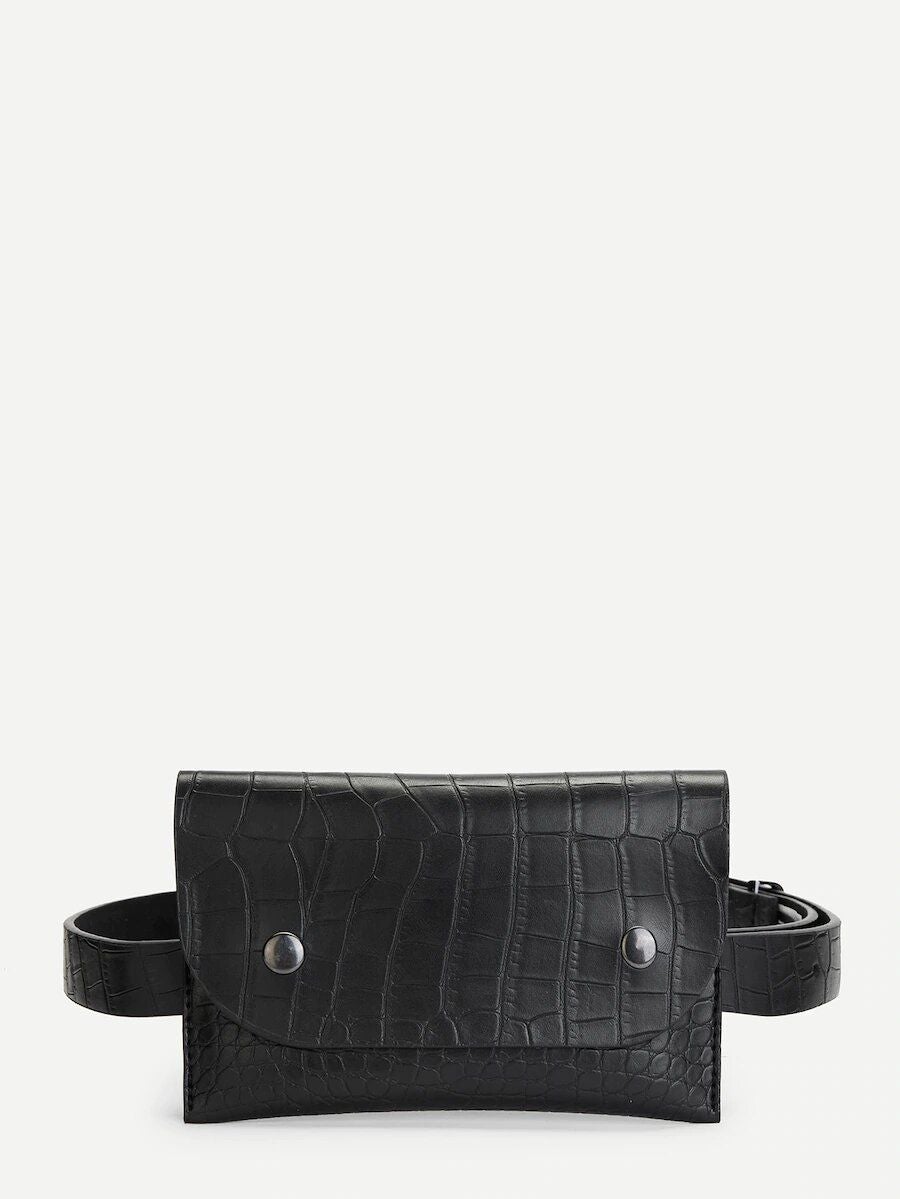 شنطة جلد ثعبان بحزام خصر شنط وحقائب شنط اسود