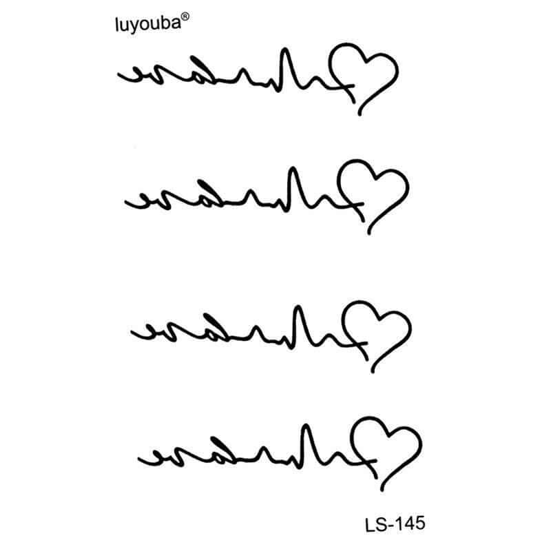 تاتوو نبض القلوب ناعم تاتوو متوفر 1 لون اسود 