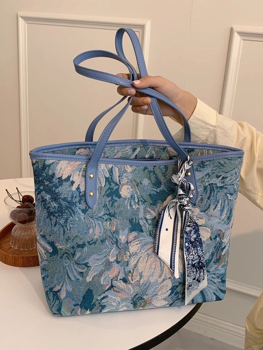 حقيبة يد كتف زهور سماوية شنط وحقائب شنط