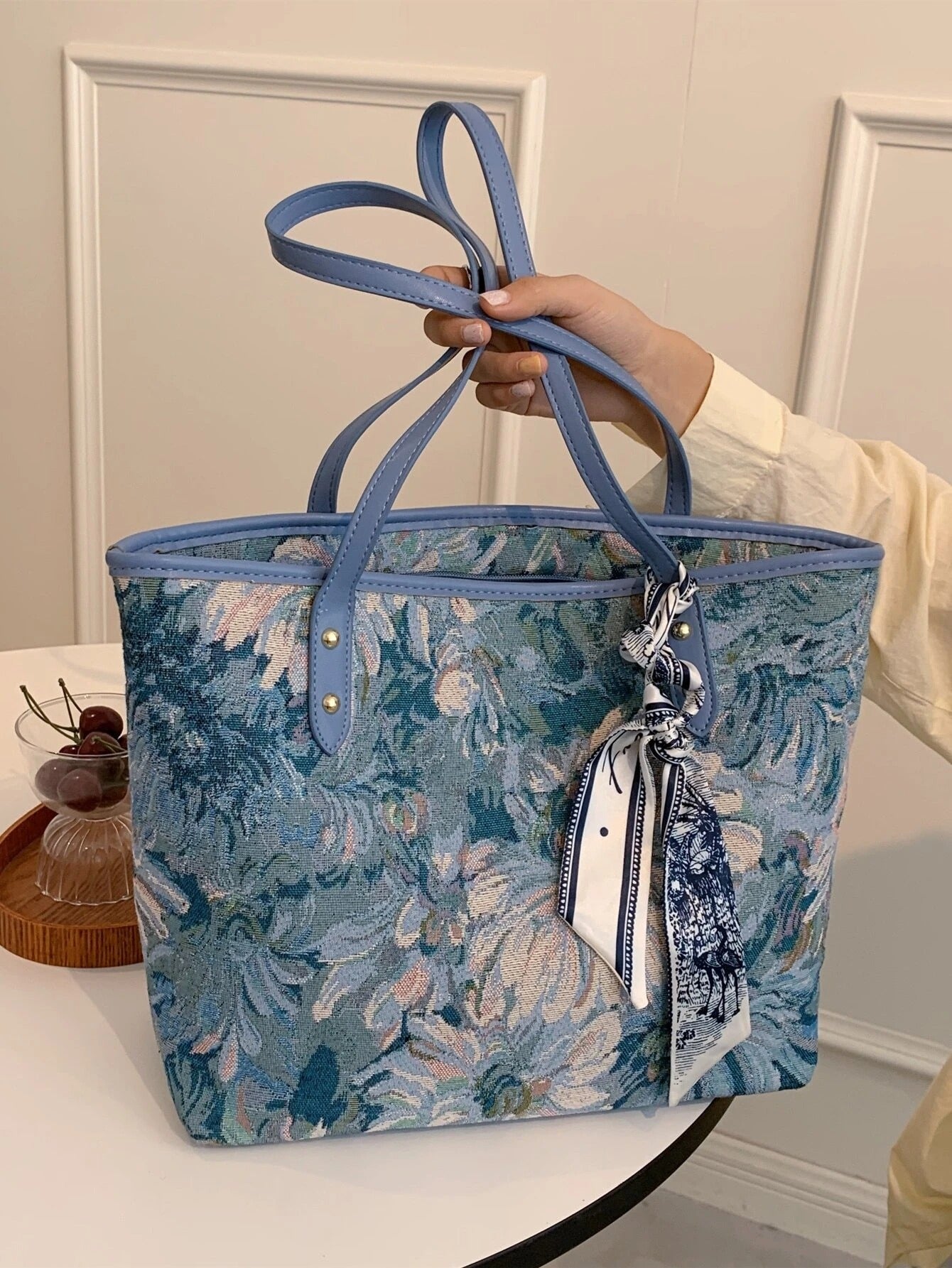 حقيبة يد كتف زهور سماوية شنط وحقائب شنط