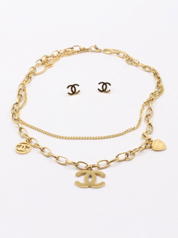 طقم شانيل طبقتين اطقم chanel ذهبي