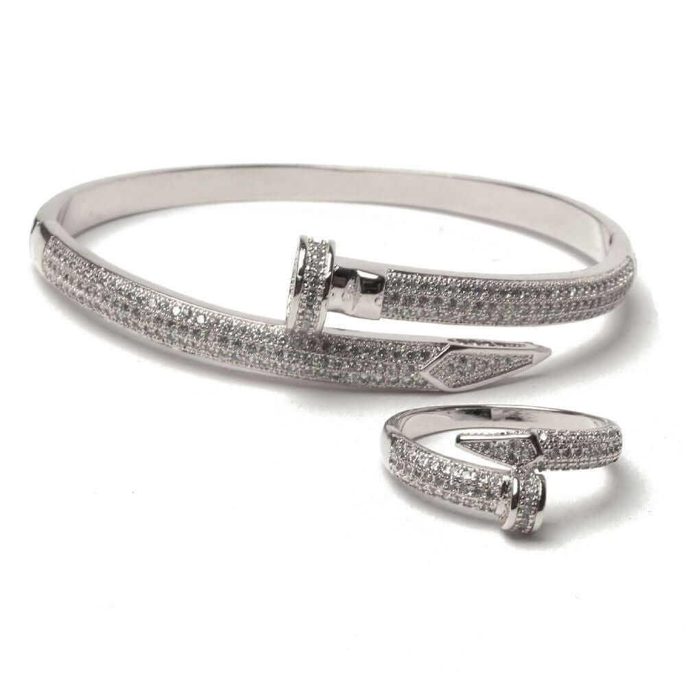 اسواره كارتير المسمار مع خاتم اسواره CARTIER فضي 7