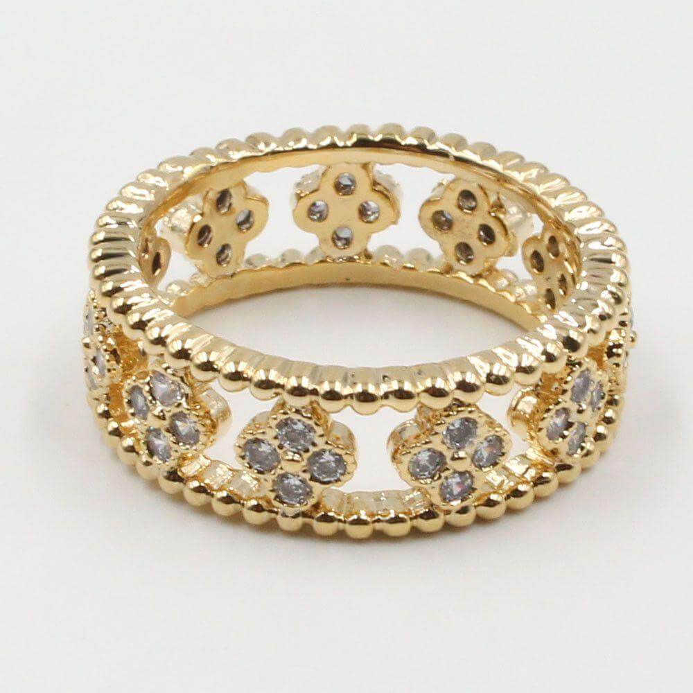 دبله وردة الفان كليف زركون خواتم متوفر 2 لون ذهبي 7