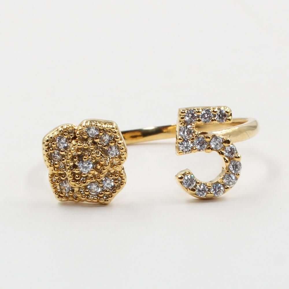 خاتم شانيل ورده ورقم 5 خواتم chanel ذهبي