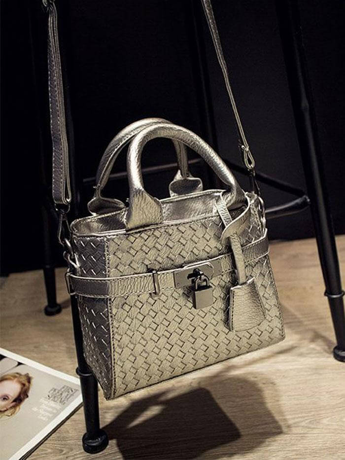 حقيبة يد بحزامين شنط وحقائب متوفر 3 لون فضي