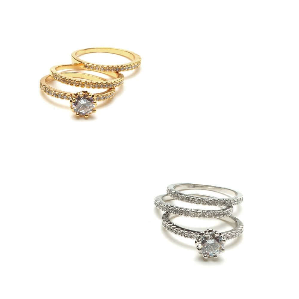 خواتم توينز زركون سوليتير ستون خواتم متوفر 2 لون