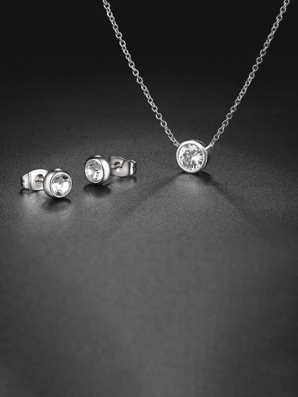 طقم فص زركون سلسال - حلق اطقم متوفر 2 لون فضي