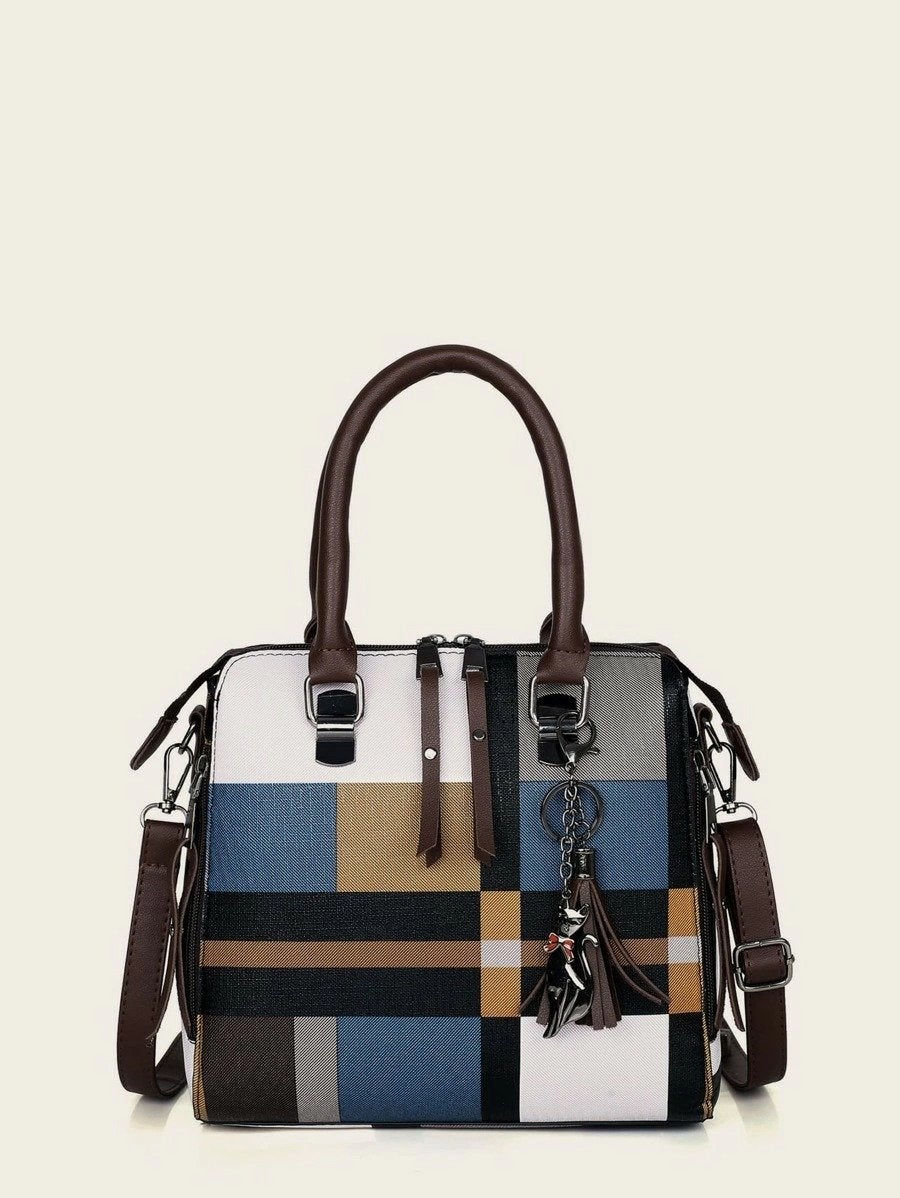 طقم حقيبة كتف كاروهات ملونه شنط وحقائب شنط