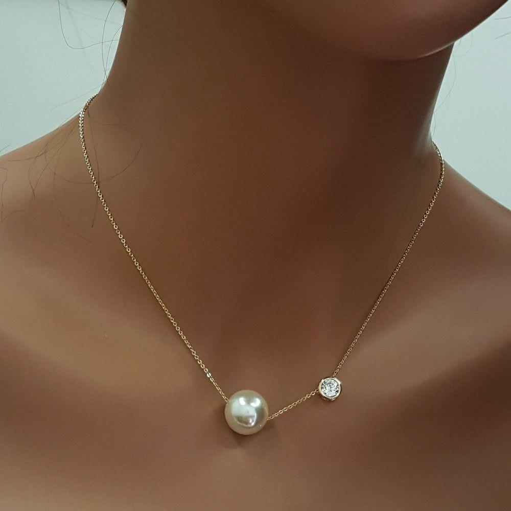 سلسال لولو بفص زركون مدور سلسال متوفر 2 لون