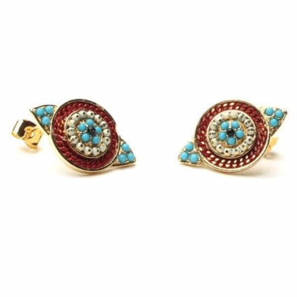 حلق تراثي ملون حلق متوفر 6 الوان احمر ذهبي