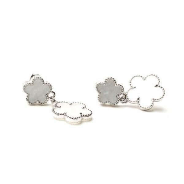 حلق فان كليف دبل فلاور حلق متوفر 7 لون ابيض فضي