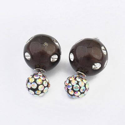 حلق دبل سايد ملون بكريستال حلق متوفر 6 لون اسود