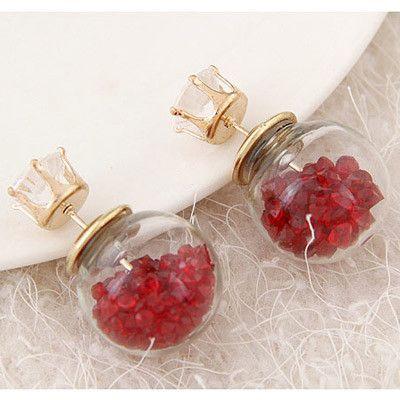 حلق دبل سايد محشو بالكريستال حلق متوفر 12 لون