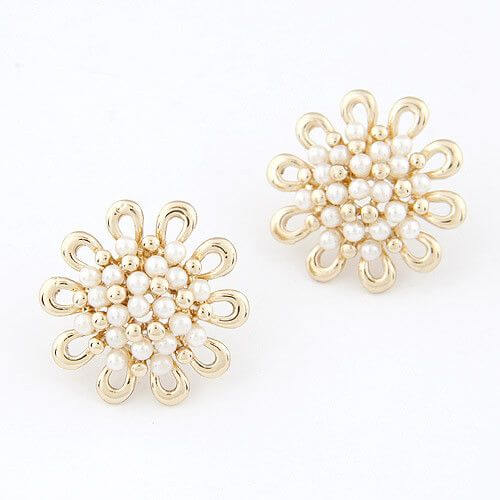 حلق ورد معدنية من الذهبي حلق متوفر 1 لون ذهبي