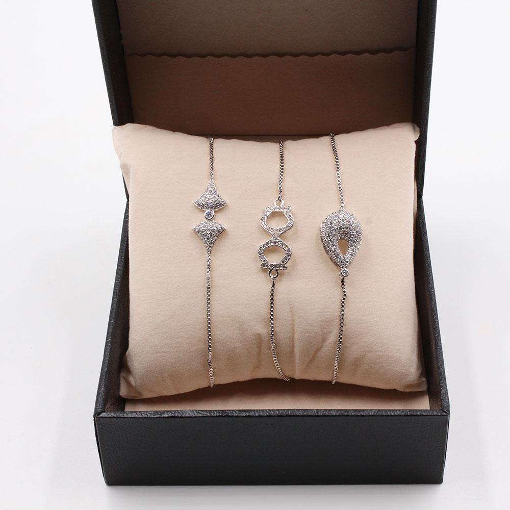 طقم اساور سحاب 3 قطع اسواره متوفر 2 لون فضي