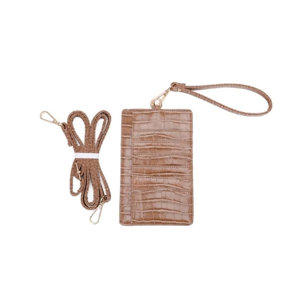 محفظة جوال وكروت جلد التمساح محافظ بوك بني
