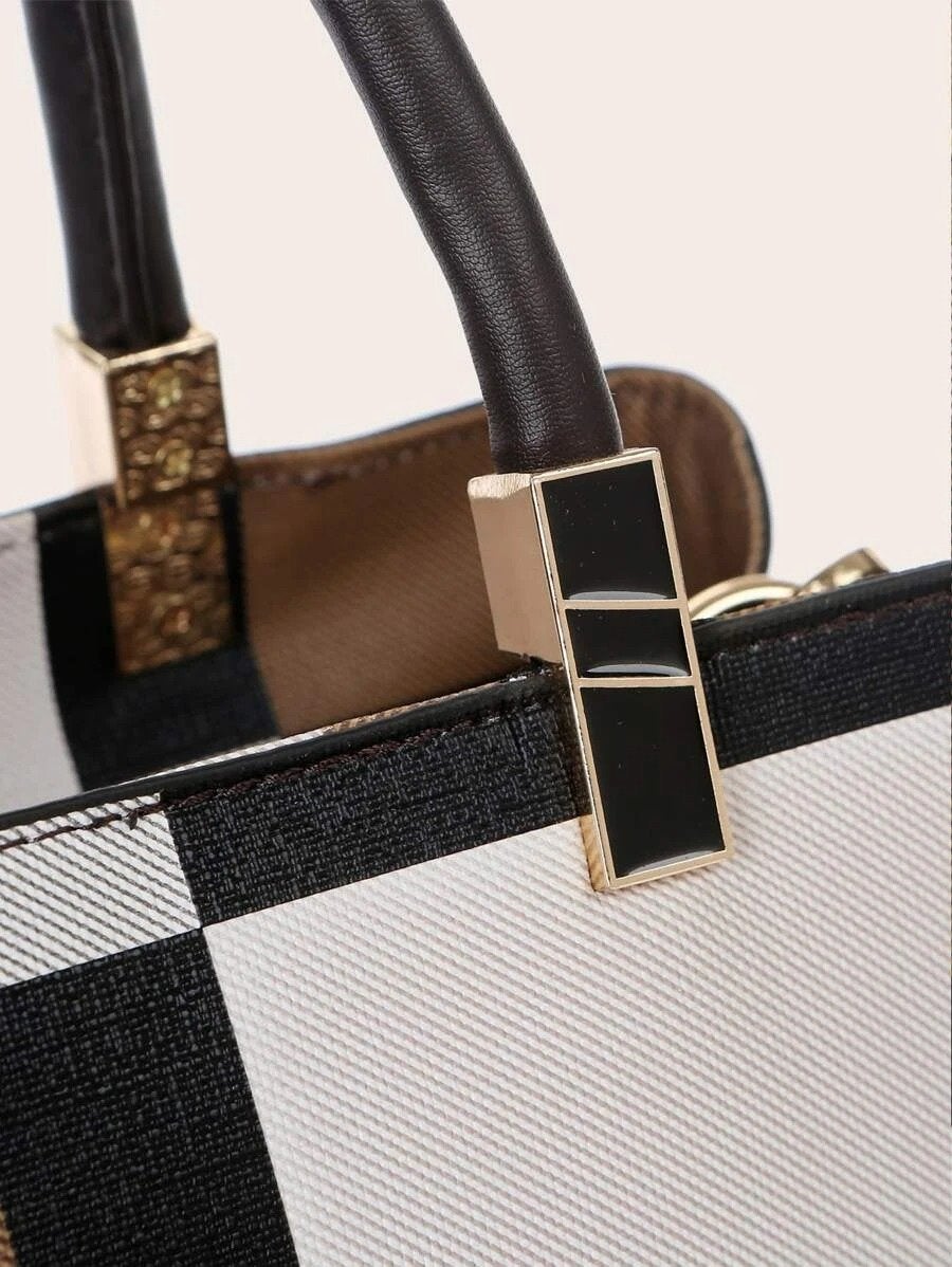 طقم حقيبة كتف كاروهات بني شنط وحقائب شنط