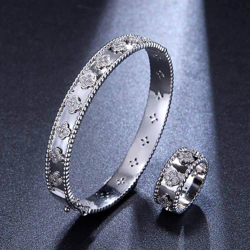 اسواره فان كليف مع خاتم زركون اسواره van cleef فضي 16