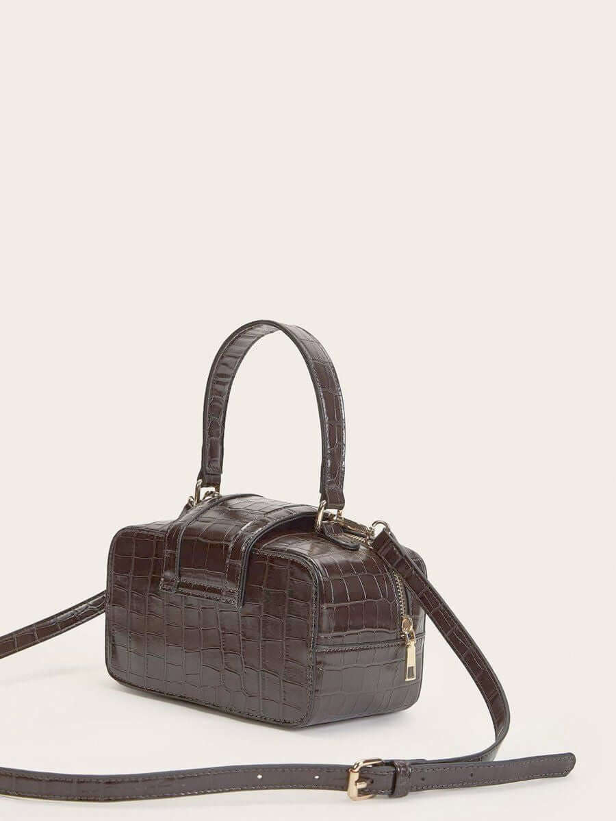 حقيبة كتف بجلد تمساح بنية شنط وحقائب شنط