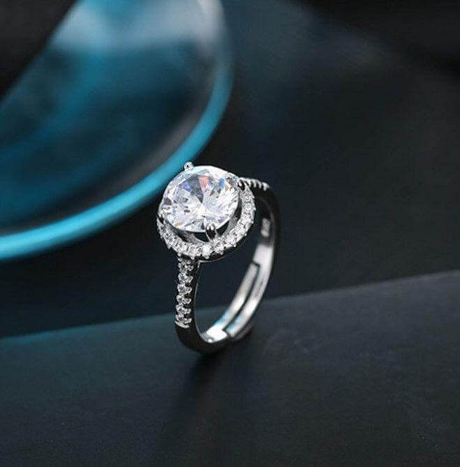 خاتم سوليتير زركون فضي خواتم متوفر 1 لون