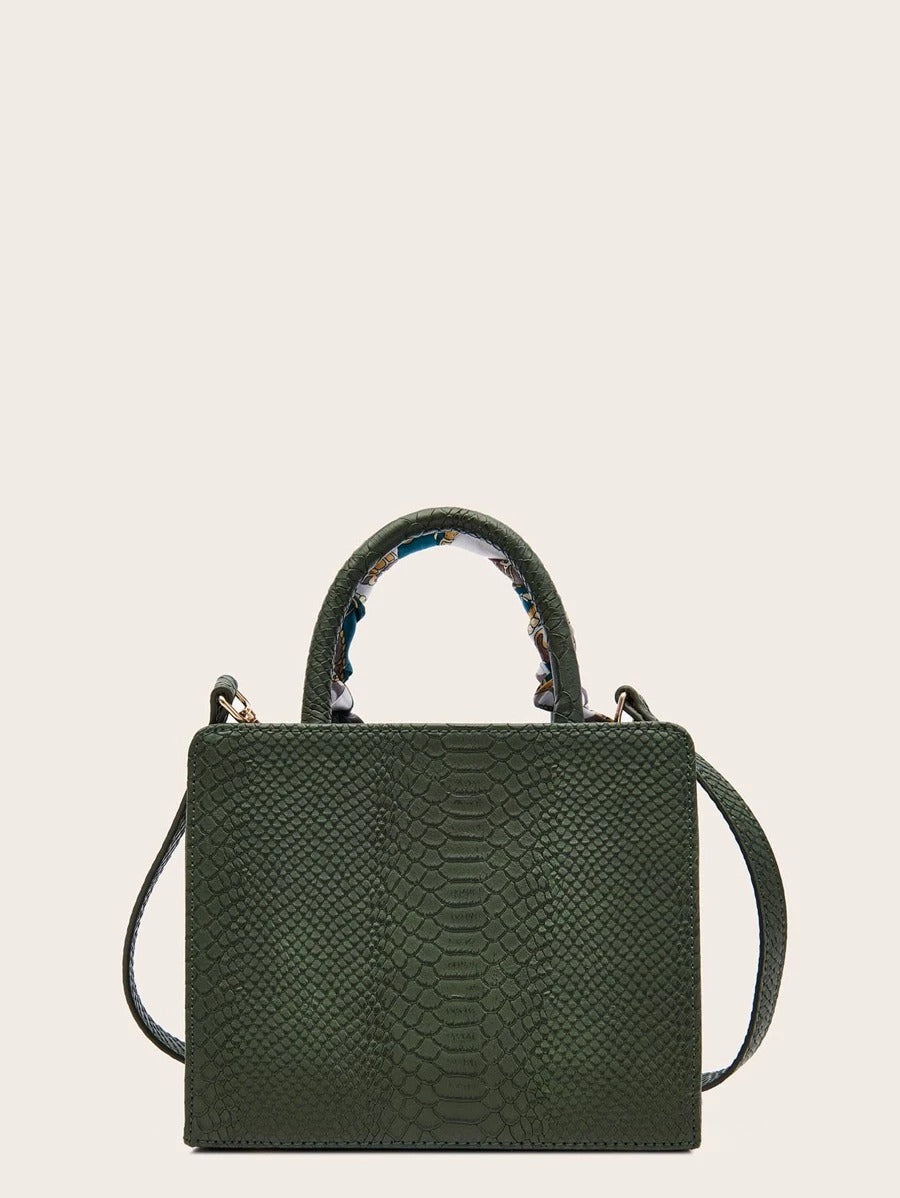 حقيبة كتف جلد بوشاح ملون شنط وحقائب شنط