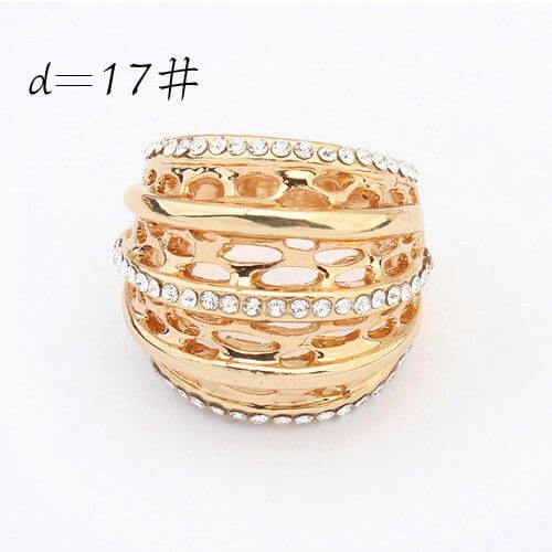 خاتم عريض كريستال ذهبي خواتم متوفر 1 لون 7.5