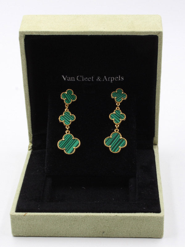 فان كليف حلق وردات طويل صدف طبيعي حلق van cleef اخضر