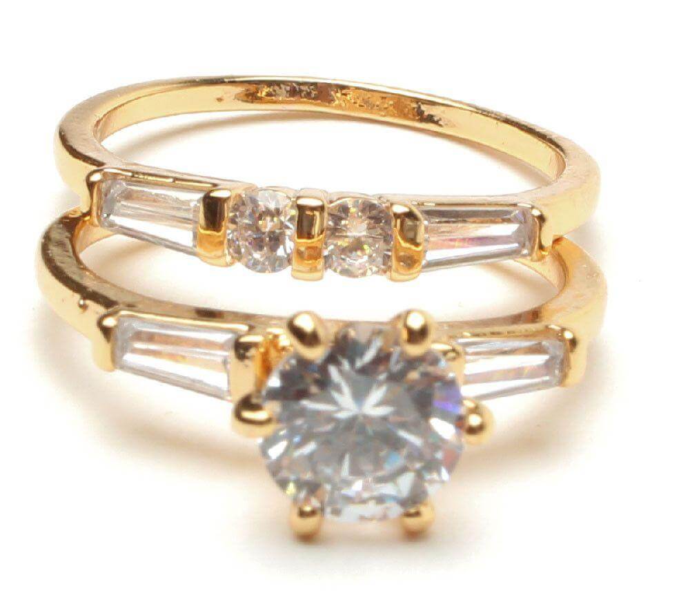 خواتم توينز زركون كيوبك خواتم متوفر 2 لون ذهبي 5