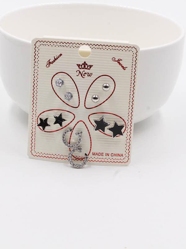 حلق مجموعة نجوم حلق متوفر 2 لون فضي