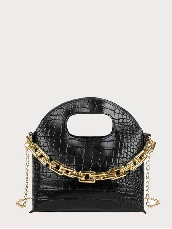 حقيبة بنقش جلد تمساح شنط وحقائب شنط اسود