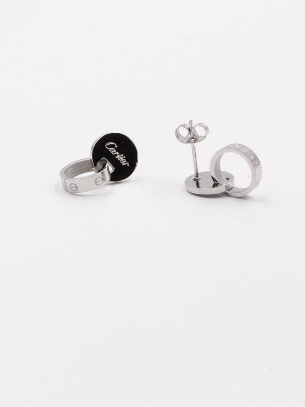 حلق كارتير فضي لوقو حلق CARTIER