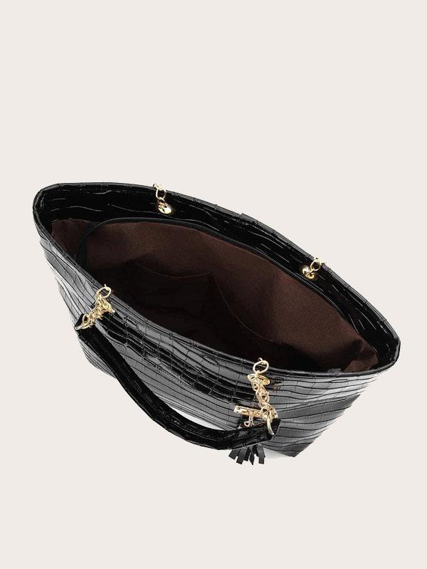 شنطة يد مزخرفة بنقش التمساح شنط وحقائب شنط