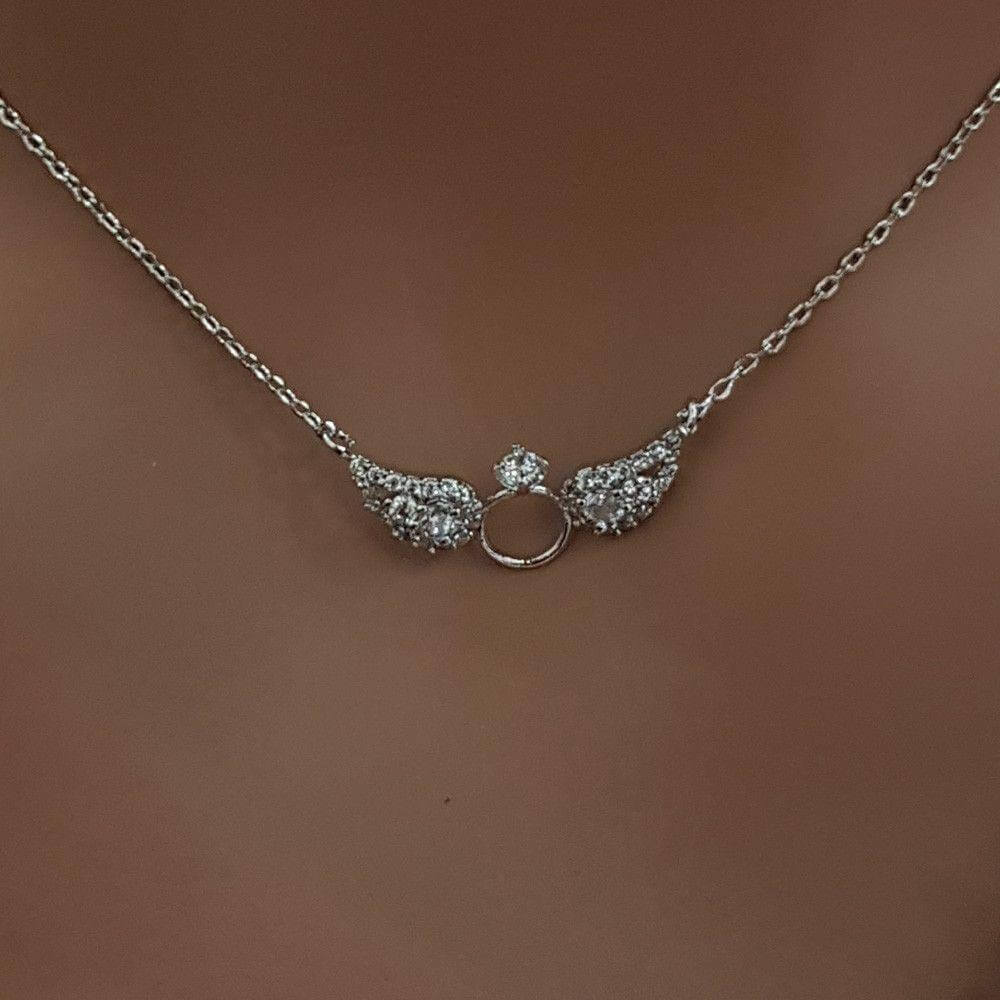 سلسال جناح تيفاني زركون صغير سلسال tiffany فضي