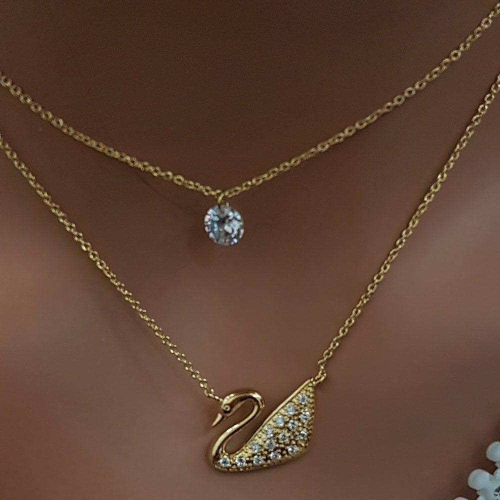 سلسال وزه دورين مرصع زركون سلسال Jewel ذهبي