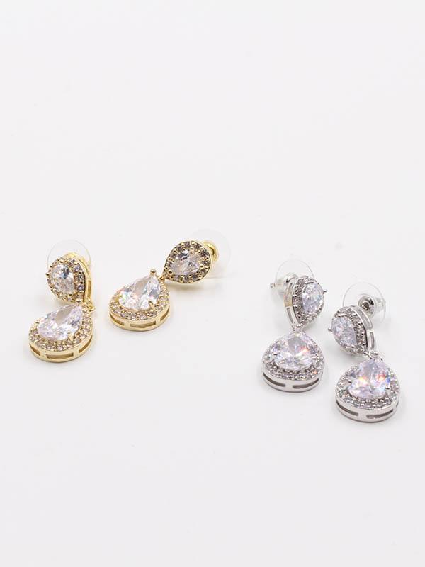 حلق زركون دمعة حلق متوفر 2 لون