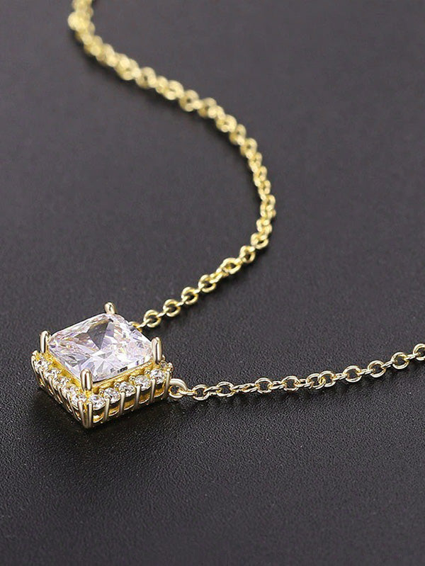 سلسال مربع زركون ناعم سلسال jewel ذهبي