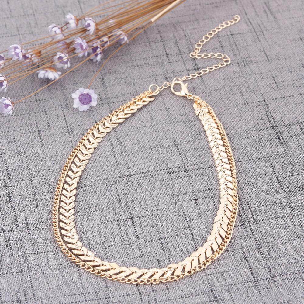 سلسال روماني طبقتين ذهبي سلسال متوفر 1 لون