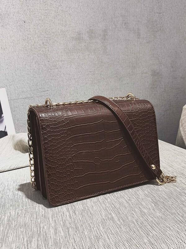 حقيبة كتف بسلسلة جلد تمساح شنط وحقائب شنط