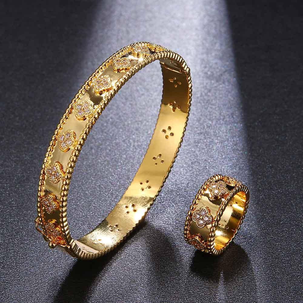 اسواره فان كليف مع خاتم زركون اسواره van cleef ذهبي 16