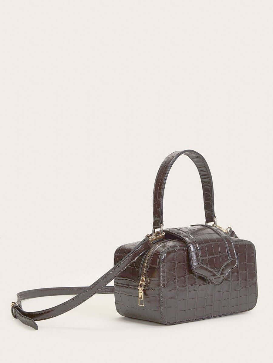 حقيبة كتف بجلد تمساح بنية شنط وحقائب شنط بني