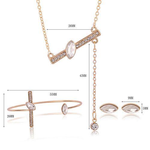 طقم كريستال دمعه ناعم من 3 قطع مطلي ذهب اطقم متوفر 1 لون