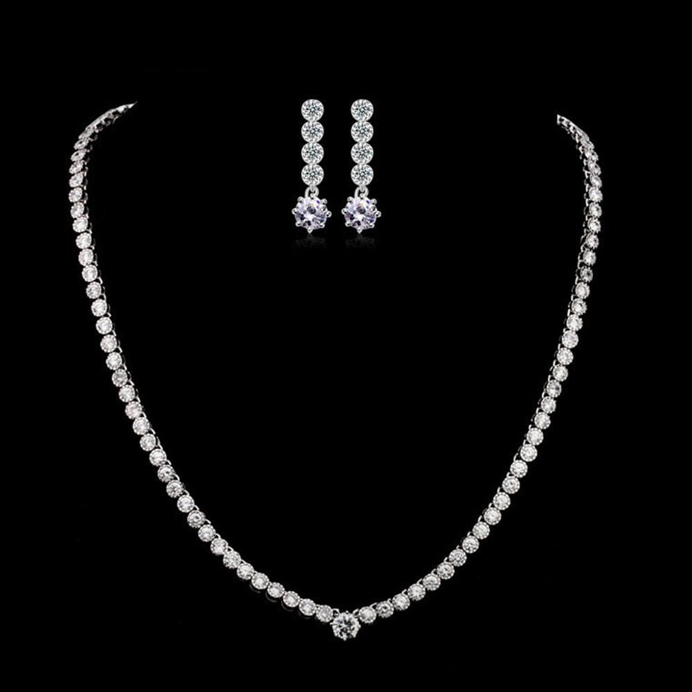 طقم زركون قطعتين ون رسل ستون اطقم متوفر 1 لون فضي