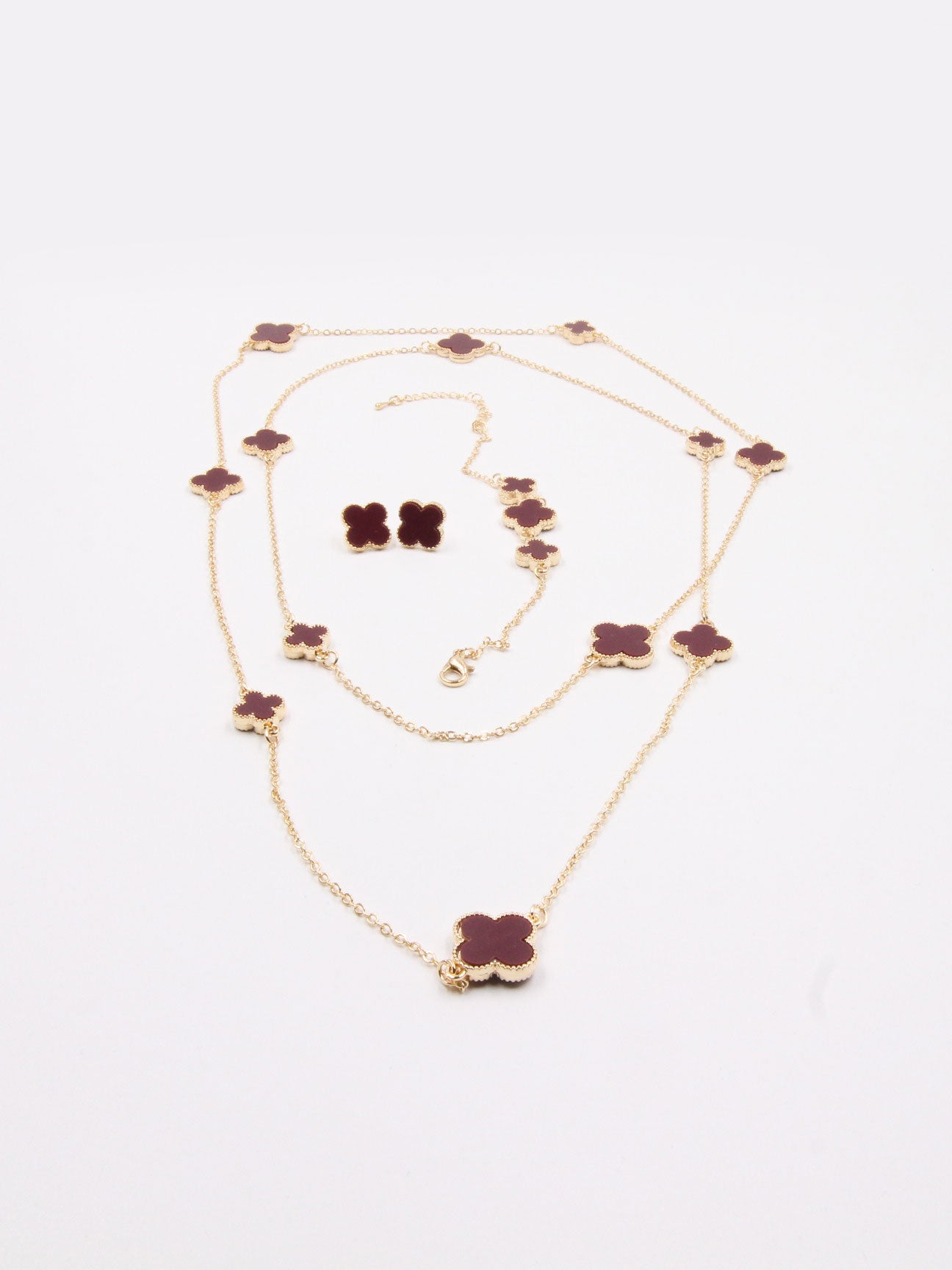 طقم فان كليف طويل 3 قطع اطقم van cleef عنابي