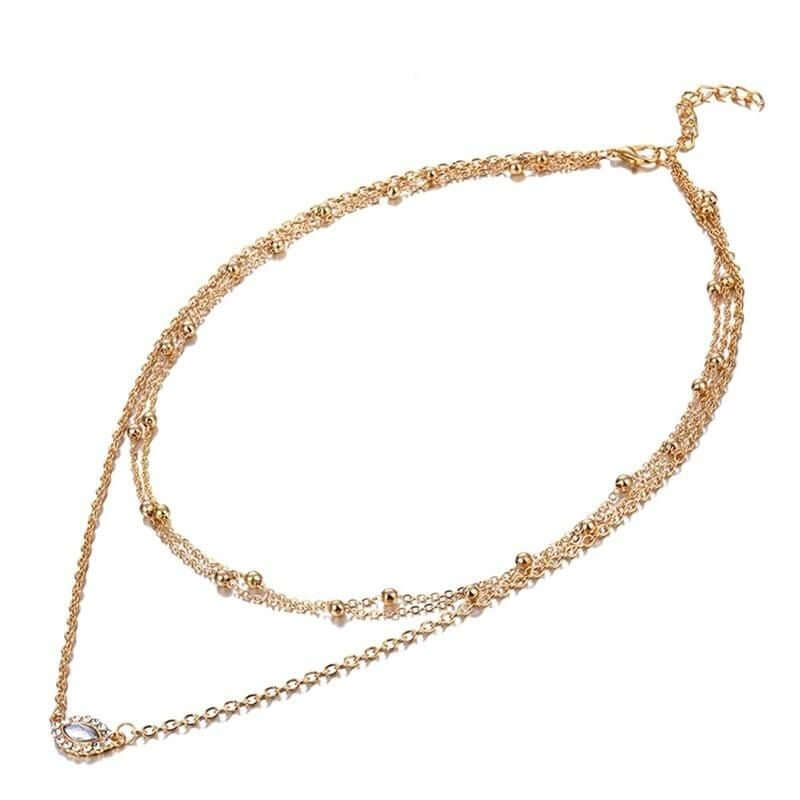 سلسال طبقات شكل عين ذهبي سلسال متوفر 1 لون