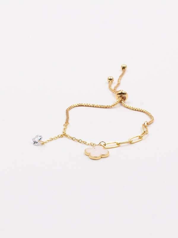 اسوارة فان كليف جنزير ناعم صدف اسواره van cleef ذهبي ابيض