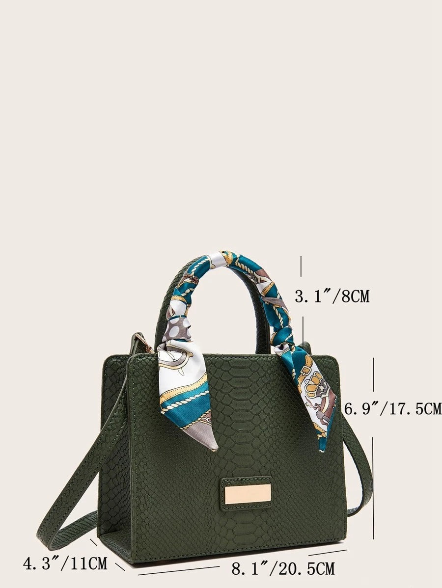 حقيبة كتف جلد بوشاح ملون شنط وحقائب شنط