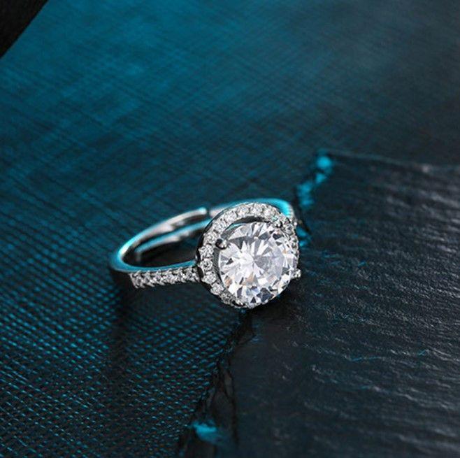 خاتم سوليتير زركون فضي خواتم متوفر 1 لون