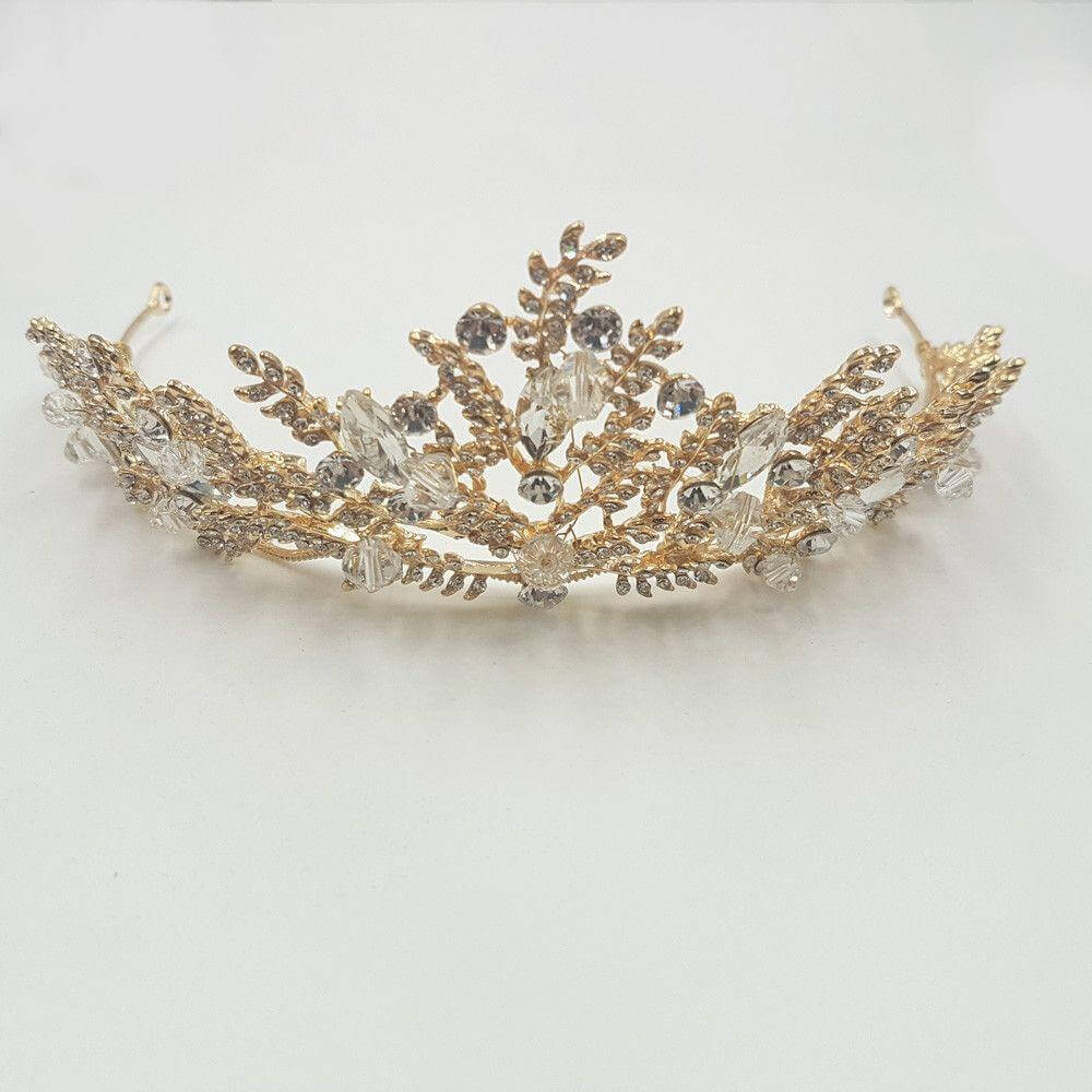 اكسسوار شعر تاج كرستال اكسسوارات شعر متوفر 2 لون ذهبي
