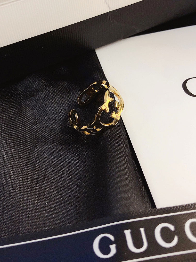 خاتم قوتشي ذهبي لوقو خواتم gucci ذهبي 6